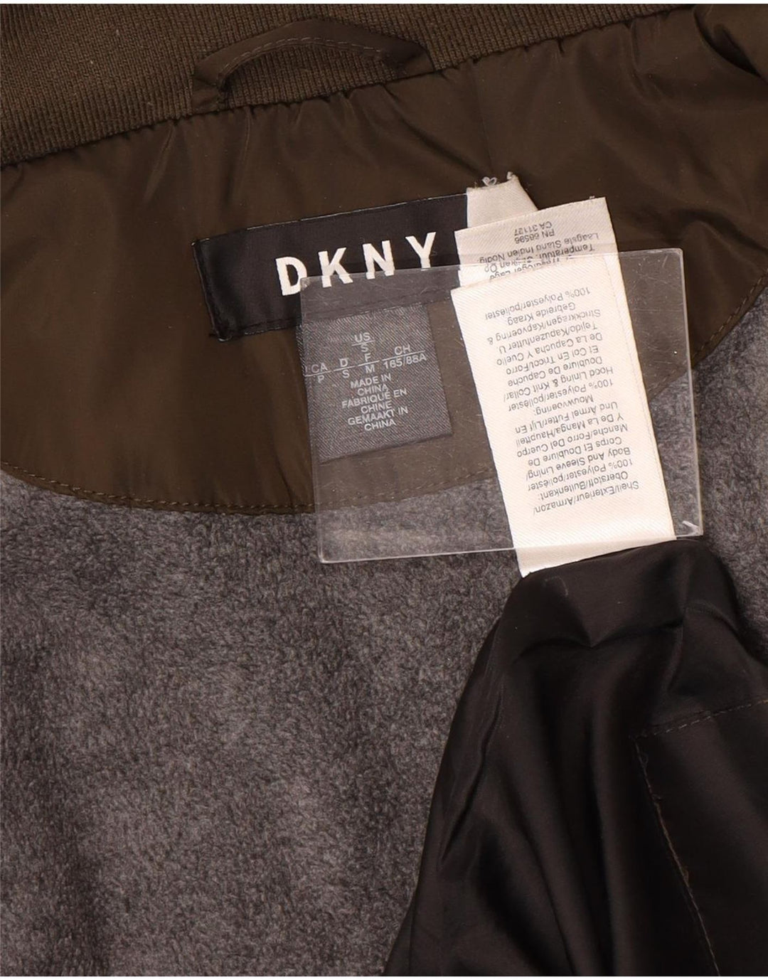 Damska pikowana kurtka z kapturem Dkny UK 10, mały, brązowy poliester
