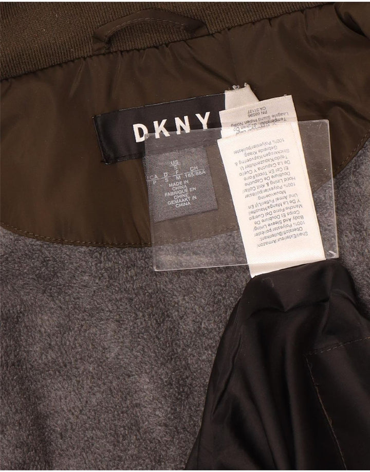 Damska pikowana kurtka z kapturem Dkny UK 10, mały, brązowy poliester