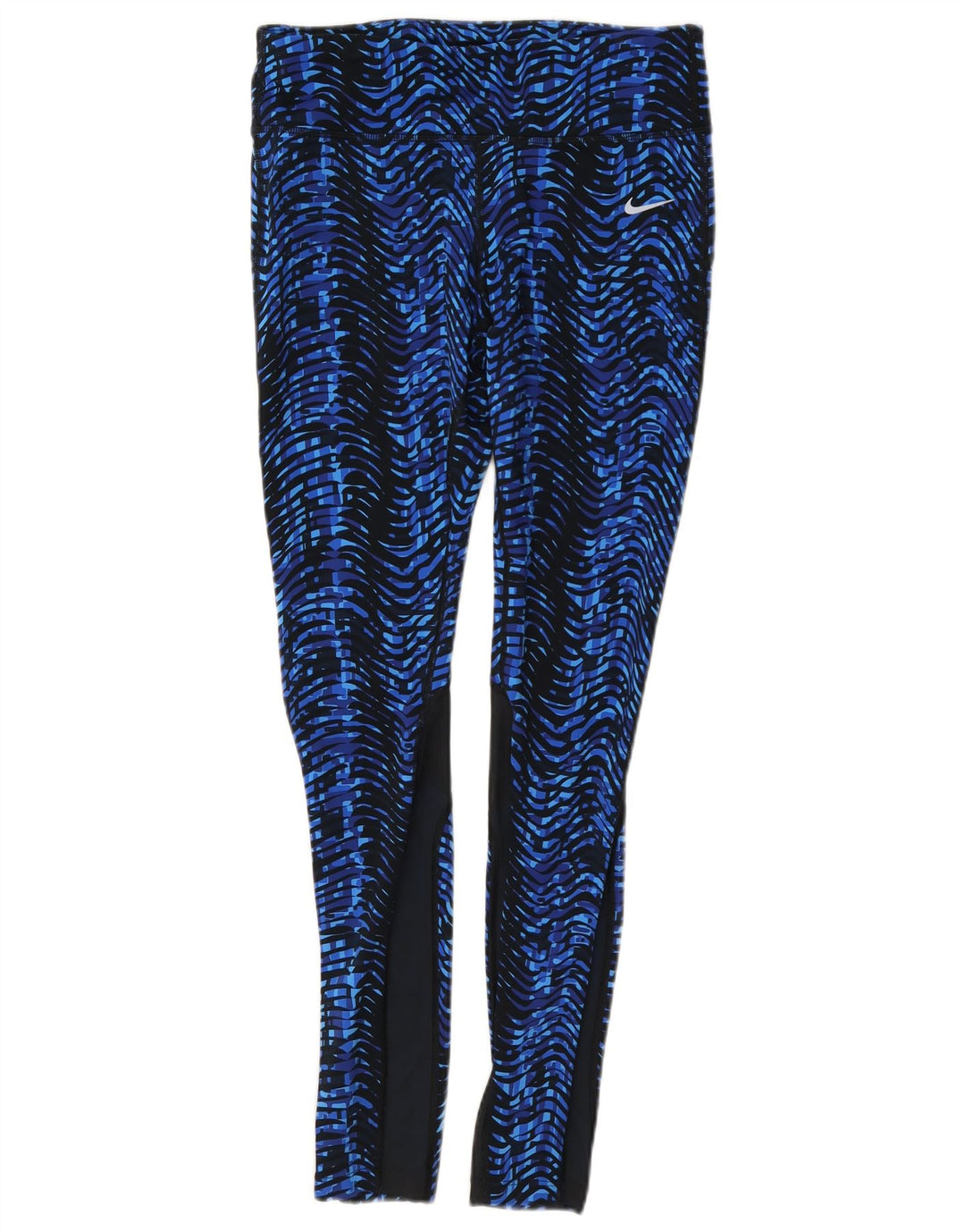 Damskie legginsy Nike Dri Fit Abstrakcyjny wzór UK 12 Średni niebieski Chevron