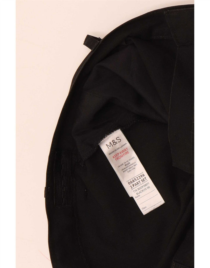Marks & Spencer Spodnie chłopięce slim garniturowe 15-16 lat W34 L29 Czarny poliester