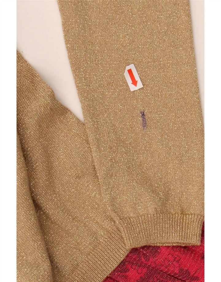 DESIGUAL Dziewczęca sukienka sweterkowa z grafiką 9-10 lat, beżowa, bawełniana w kwiaty