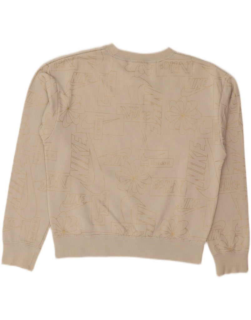 NIKE Womens Crop Oversized Graphic Sweatshirt Jumper UK 6 XS Beige Floral Vintage Nike and Second-Hand Nike from Messina Hembry 