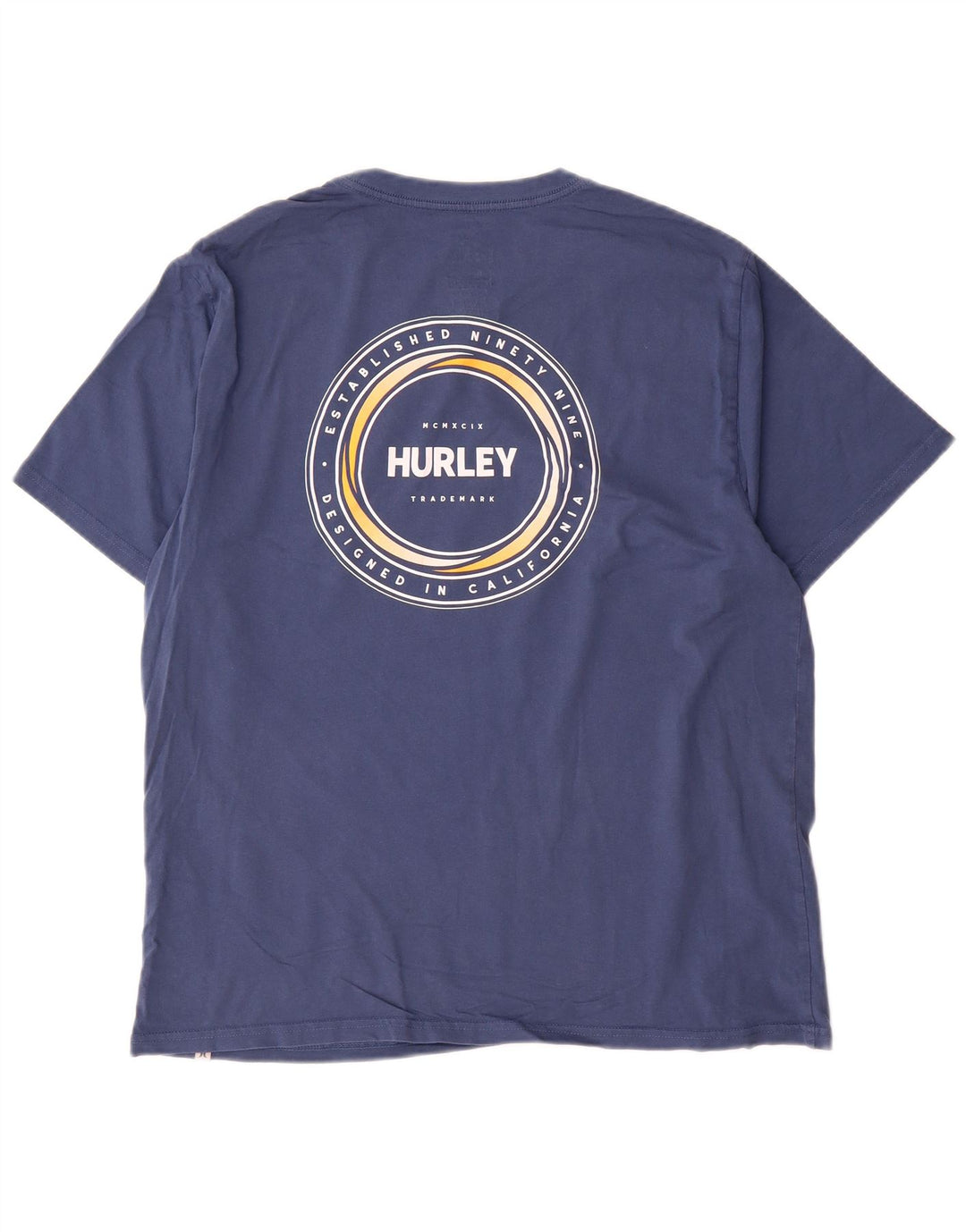 Męski T-shirt z grafiką Hurley, duży, niebieski, bawełniany