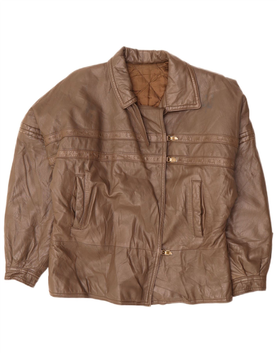 Kurtka skórzana damska VINTAGE UK 18 XL brązowa