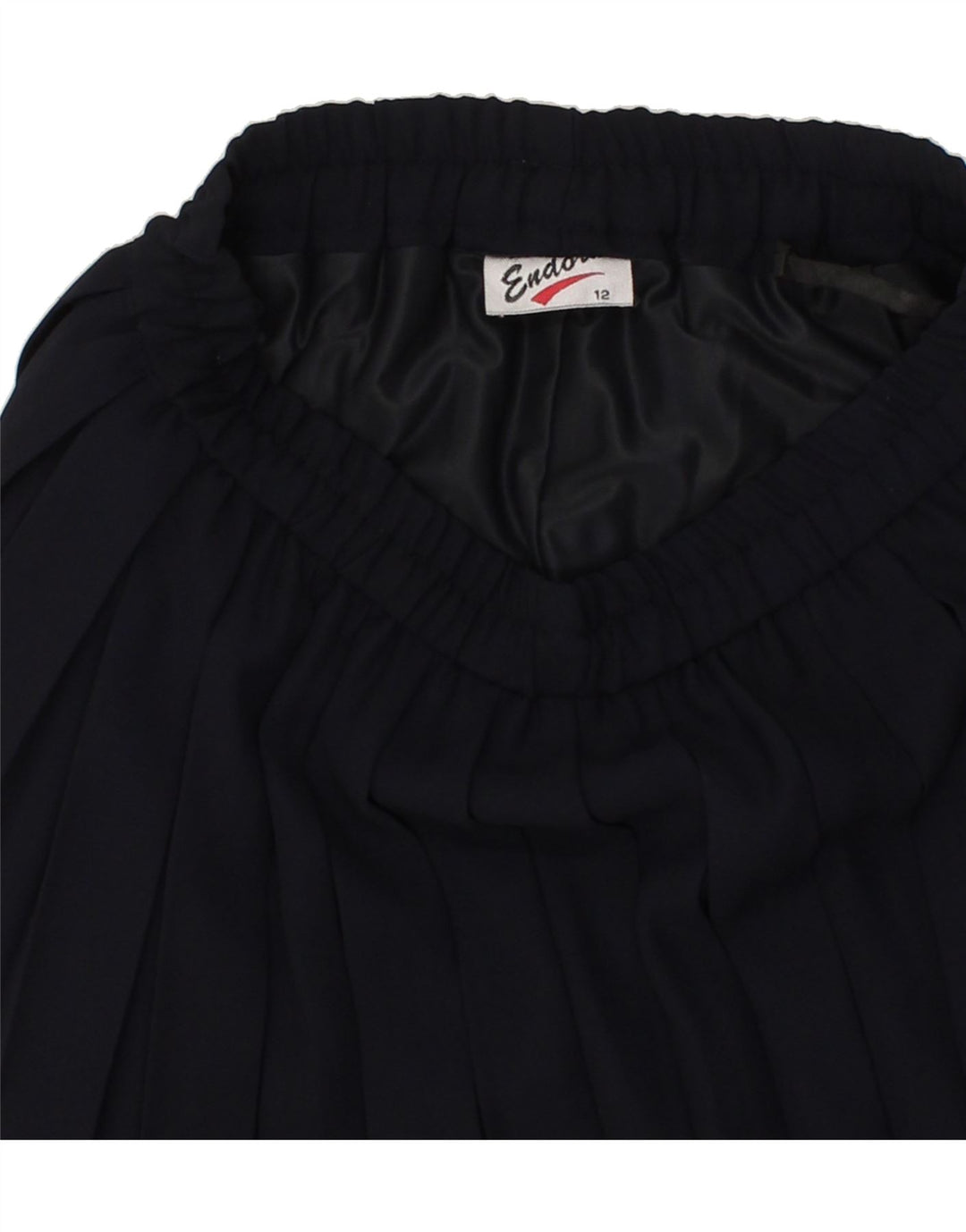ENDORA Womens Pleated Skirt UK 12 Medium W29 Navy Blue Polyester Vintage Endora and Second-Hand Endora from Messina Hembry 