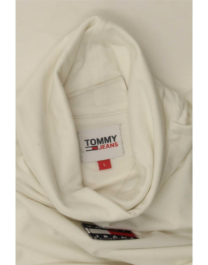 Damski top graficzny Tommy Hilfiger z długim rękawem, UK 14, duży, biały