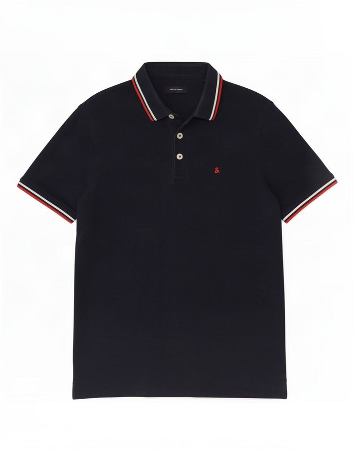 Męska koszulka polo Jack & Jones, bawełniana w średnie granatowe paski