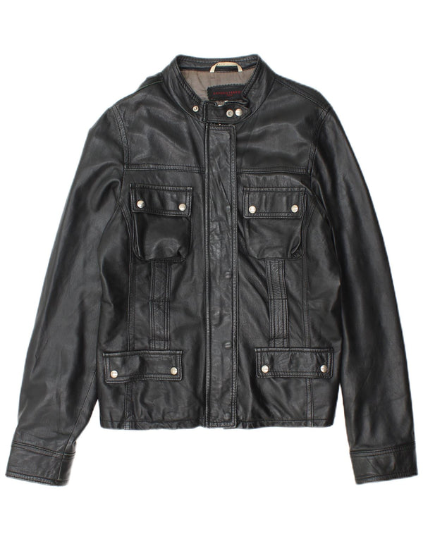 Kurtka skórzana damska SANDRO FERRONE UK 14, duża czarna skóra