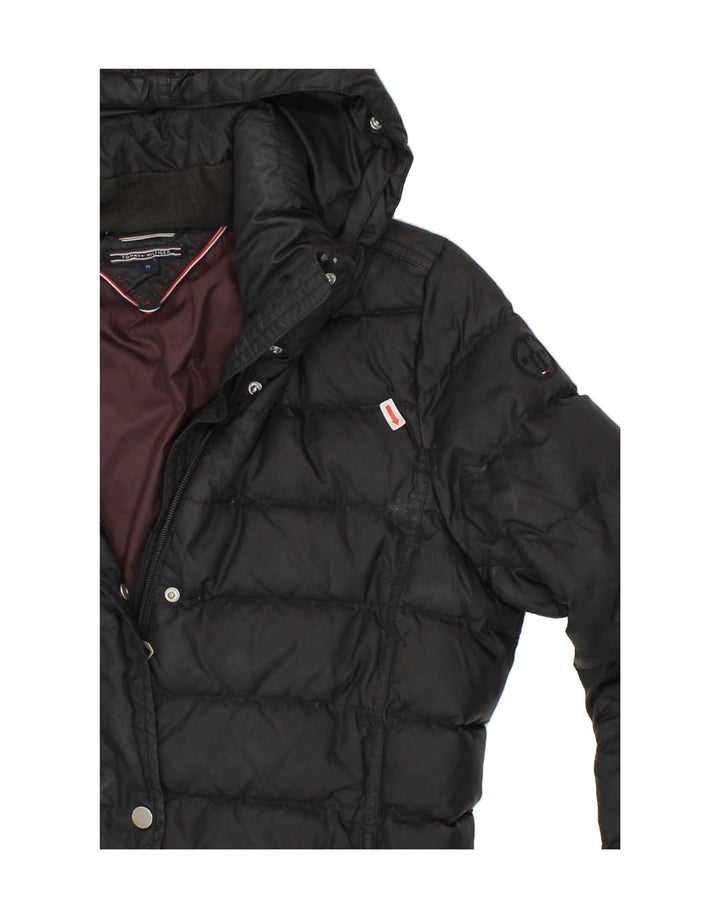 TOMMY HILFIGER Womens Hooded Padded Coat UK 14 Medium Black Nylon Vintage Tommy Hilfiger and Second-Hand Tommy Hilfiger from Messina Hembry 