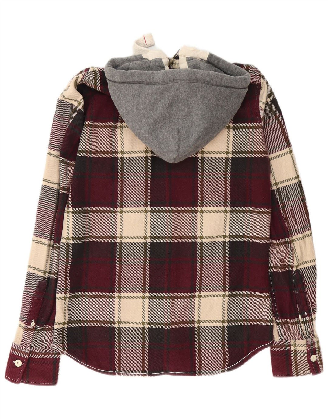 Męska koszula flanelowa z kapturem Superdry, bawełniana w średnią bordową kratkę