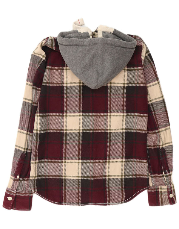 Męska koszula flanelowa z kapturem Superdry, bawełniana w średnią bordową kratkę