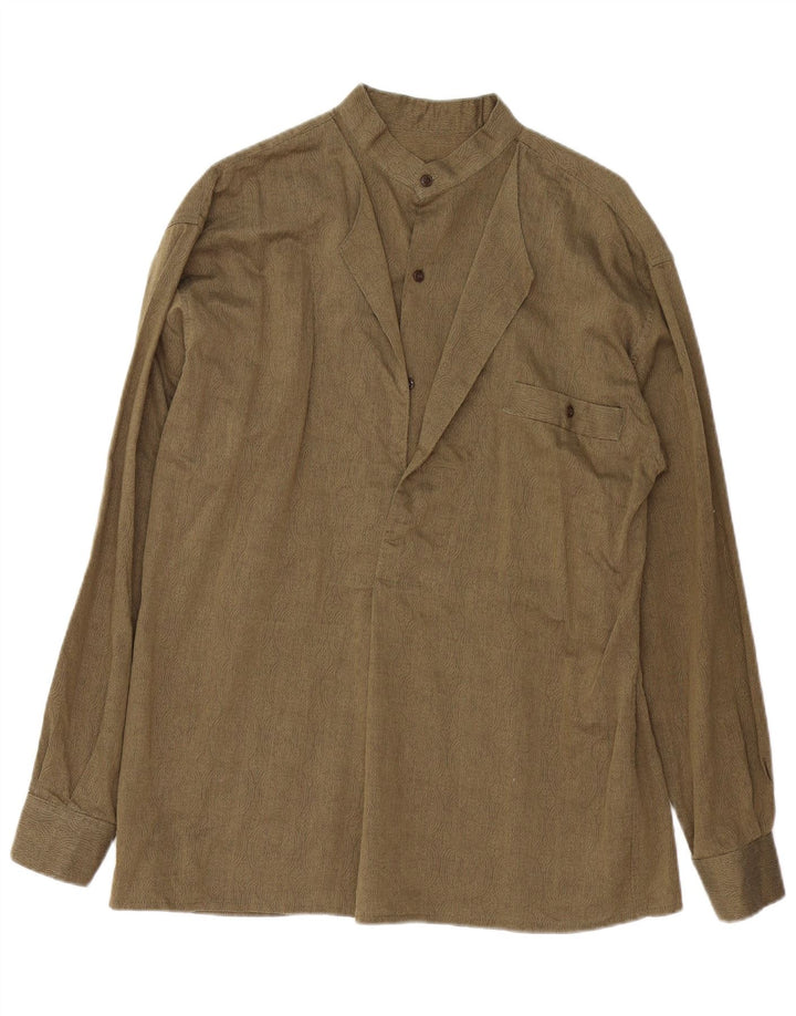 Vintage męska koszula pulowerowa, duża, bawełniana khaki paisley