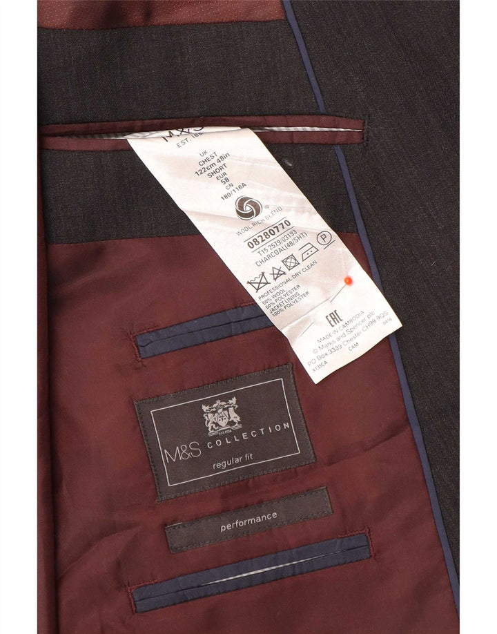 Marks & Spencer Męska marynarka zapinana na 2 guziki UK 48 2XL Szara wełna