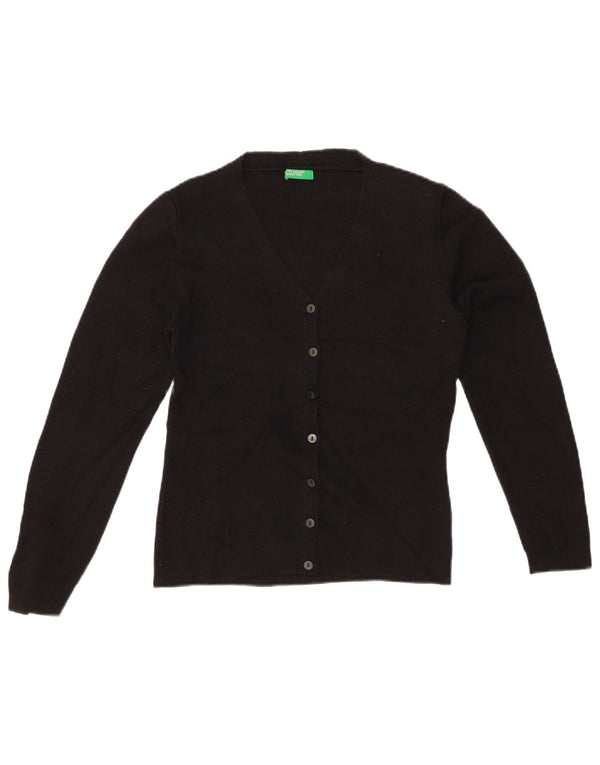 BENETTON Damski sweter rozpinany UK 10 Small Black Wełniany
