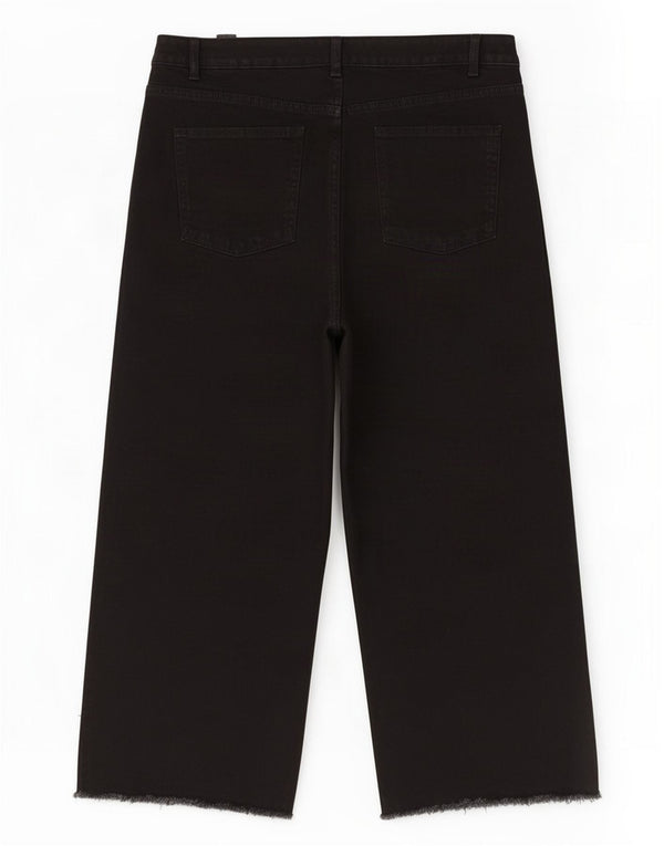 Marks & Spencer Damskie jeansy z szerokimi nogawkami, krótkie, UK 18 XL W36 L25, czarne, bawełniane