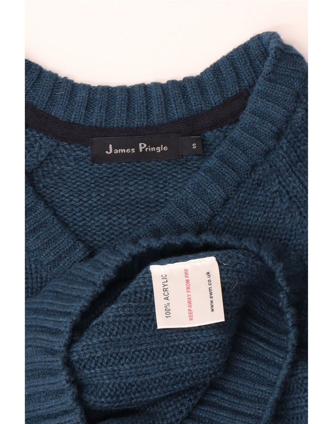 Męski sweter James Pringle z dekoltem w szpic, mały niebieski akryl