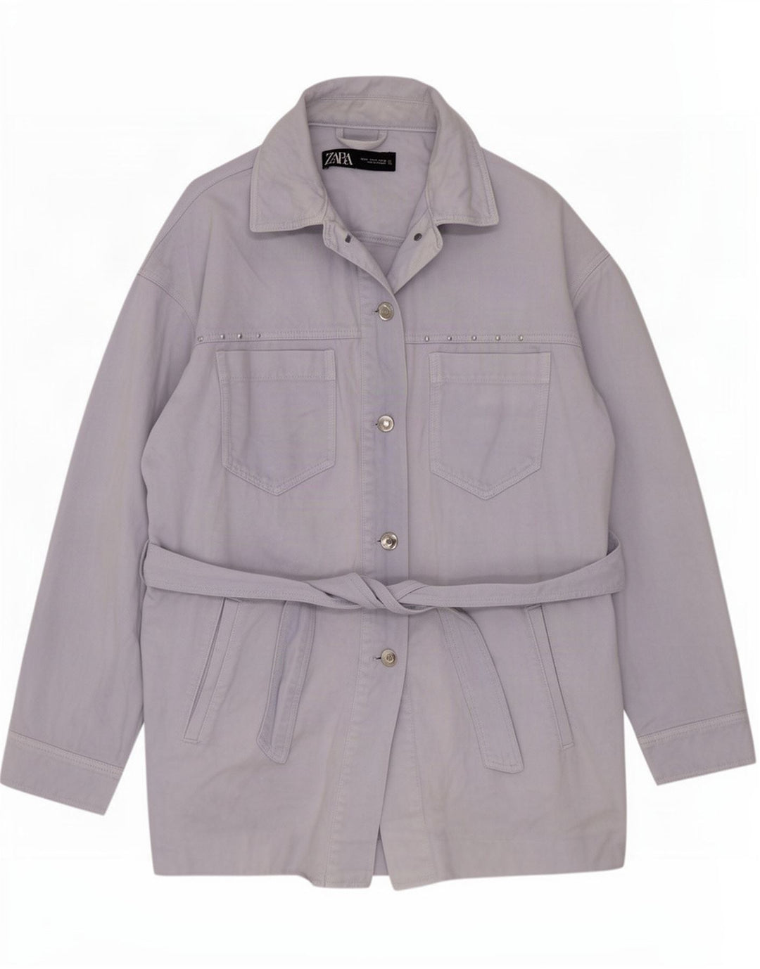 Damska kurtka oversize Zara UK 14, średnia niebieska, bawełniana