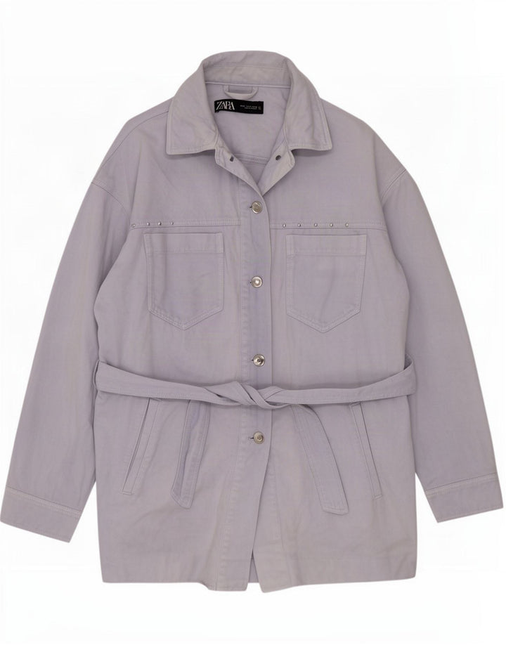 Damska kurtka oversize Zara UK 14, średnia niebieska, bawełniana