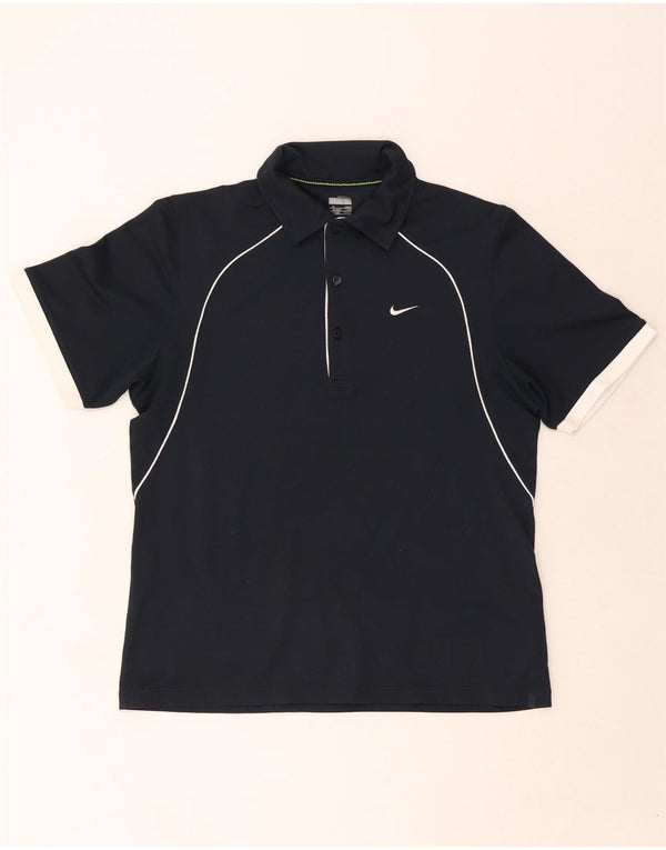 Nike Mens Polo Shirt UK 39/41 Medium Navy Blue Colourblock Polyester