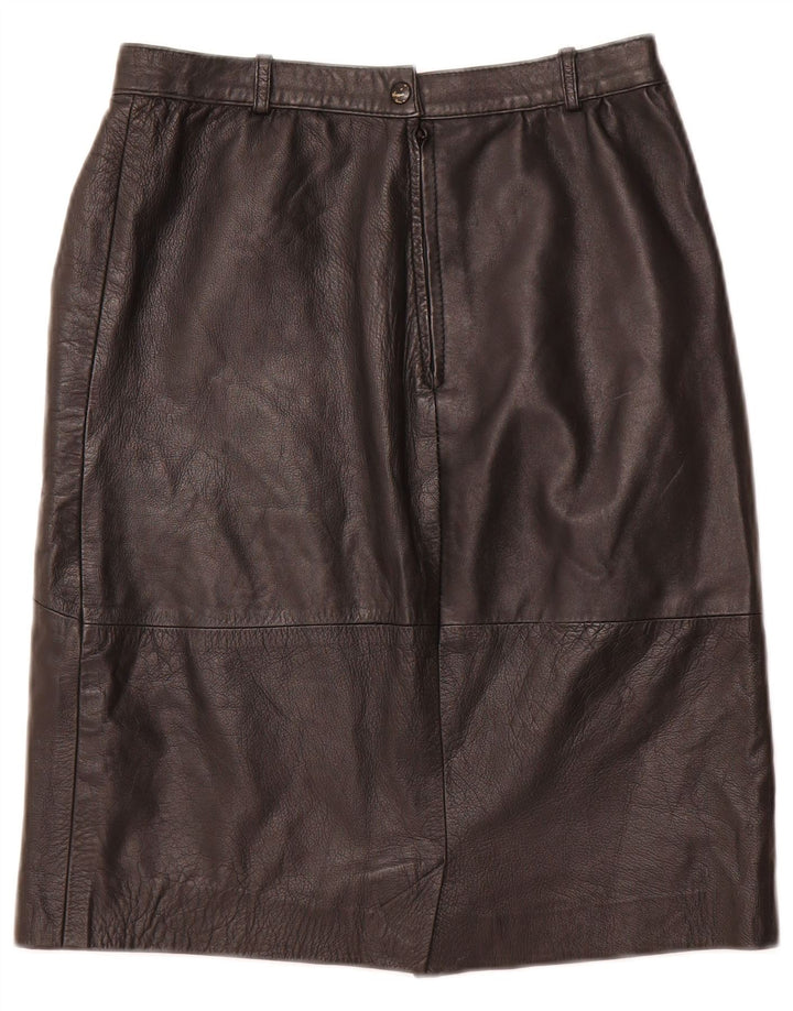 VINTAGE Damska skórzana spódnica z wysokim stanem IT 48 XL W28 Czarna skóra