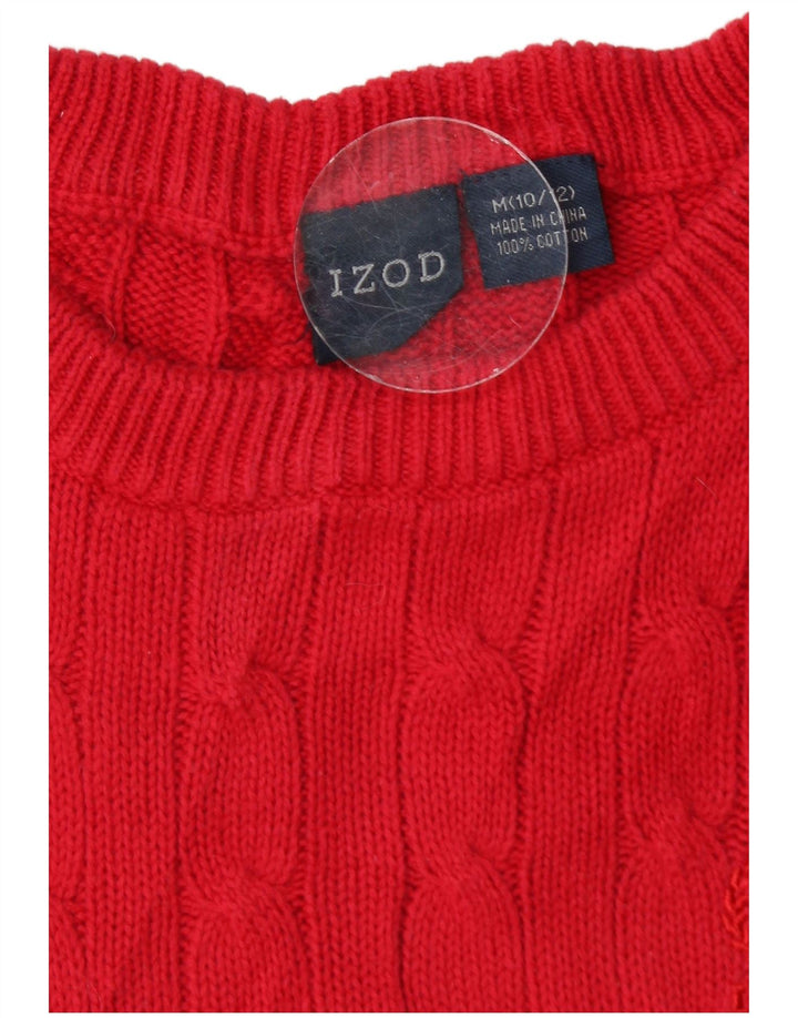 Damski sweter Izod z dekoltem w łódkę US 10/12, średni czerwony, bawełniany