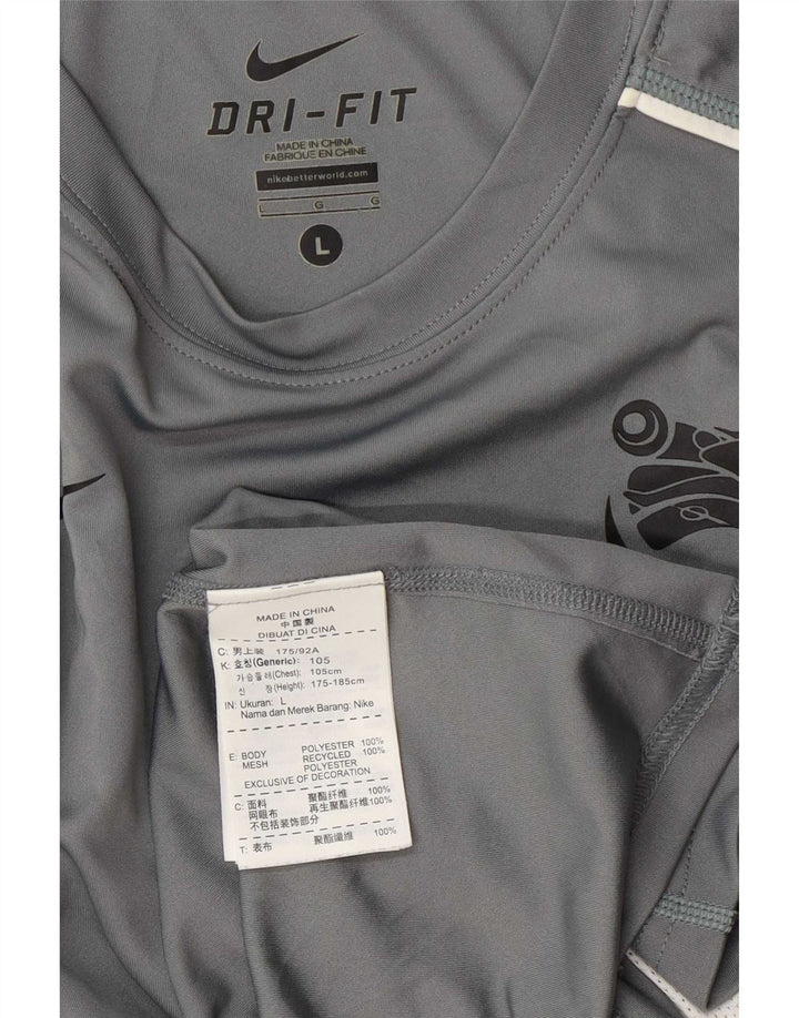 Męski T-shirt Nike Dri Fit, duży, szary poliester z blokami kolorów