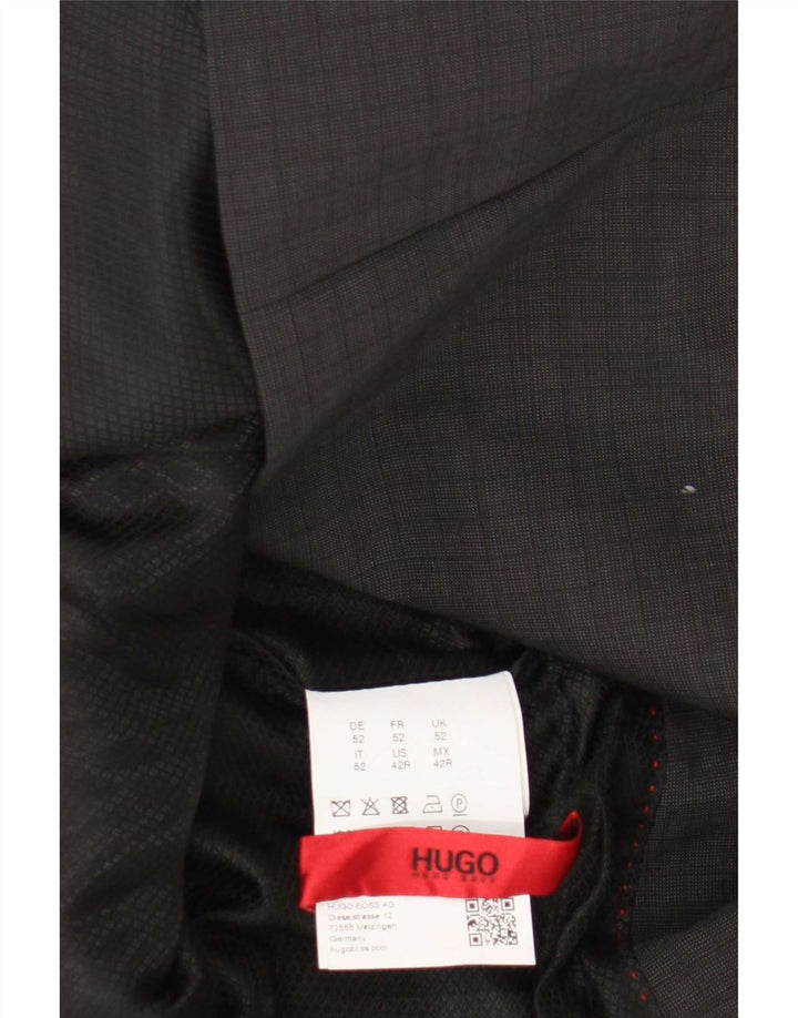 Męska marynarka zapinana na 2 guziki Hugo Boss EU 52 XL Szara dziewicza wełna