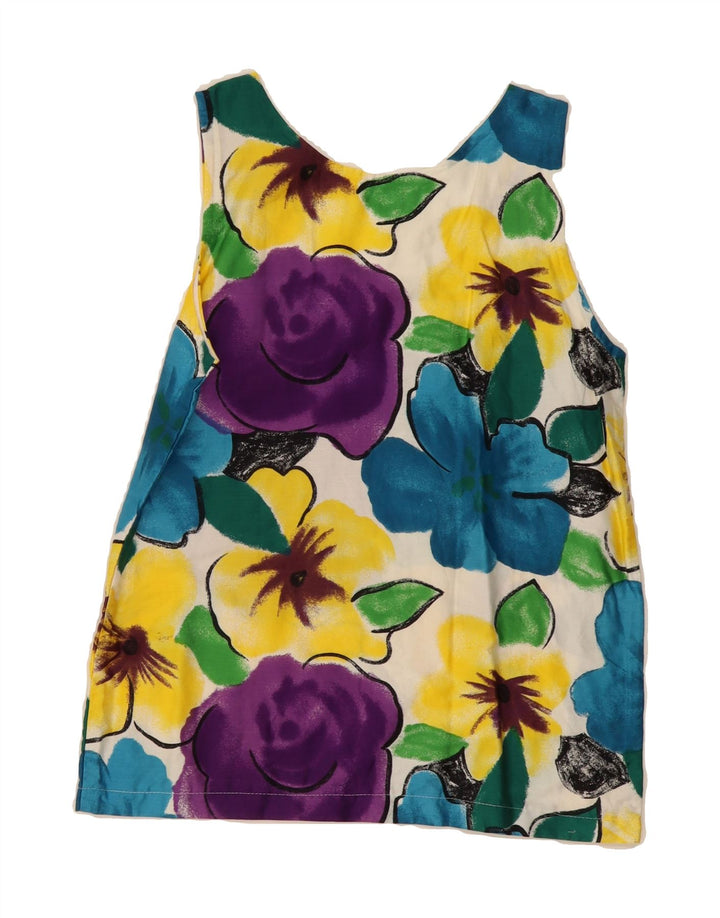 VINTAGE Womens Sleeveless Blouse Top UK 12 Medium Multicoloured Floral Vintage Vintage and Second-Hand Vintage from Messina Hembry 