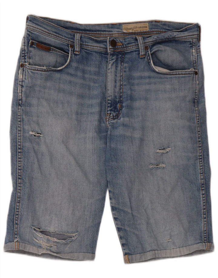Męskie spodenki jeansowe Wrangler w trudnej sytuacji W34, duże, niebieskie, bawełniane