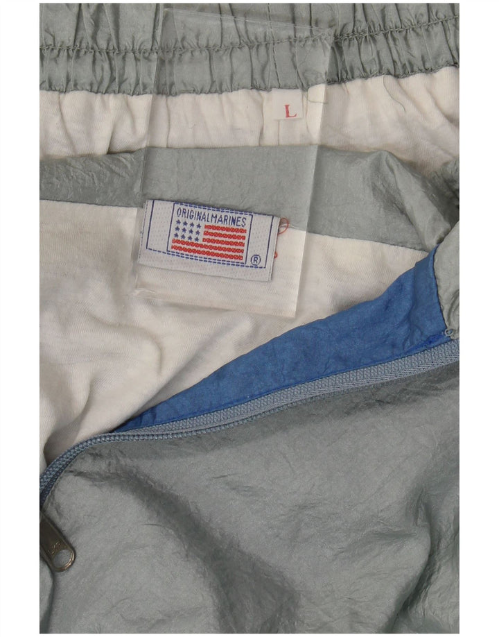 Vintage męski dres, duży, szary nylon z blokami kolorów