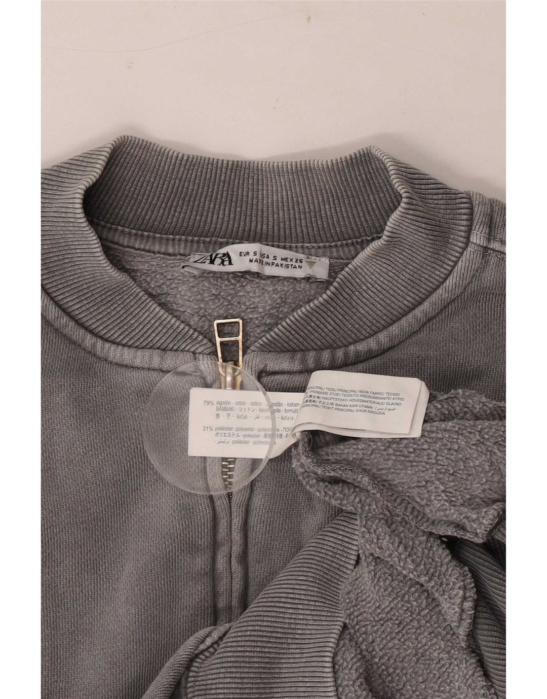 Damska bluza dresowa oversize Zara UK 10, mała, szara bawełna