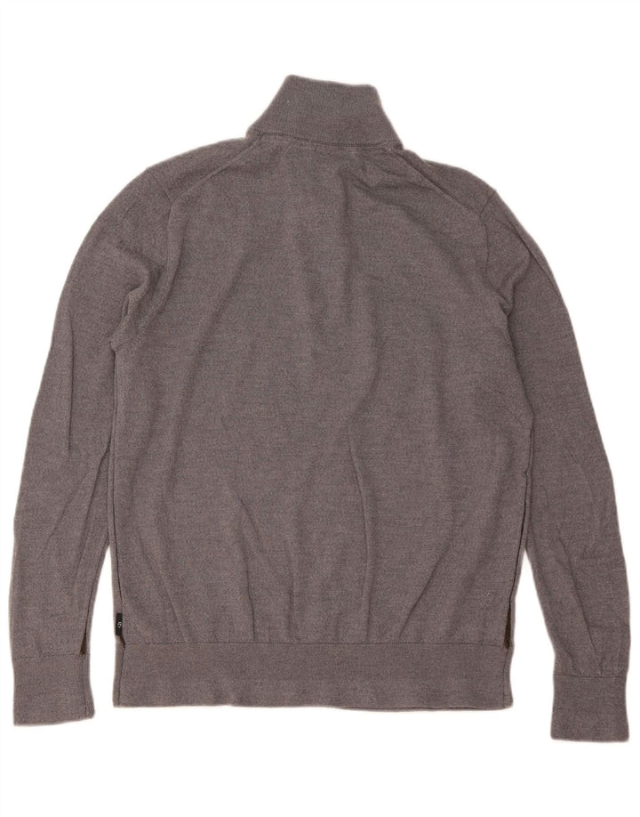 TED BAKER Męski sweter zapinany na zamek, rozmiar 6 2XL, szara wełna