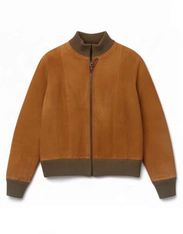 Vintage męska zamszowa kurtka bomber UK 34 XS brązowa
