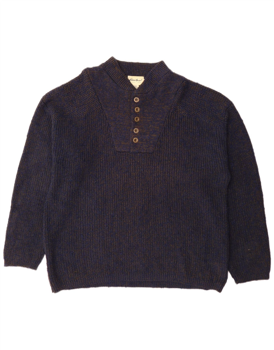 Męski sweter zapinany na guziki Eddie Bauer XL Granatowy, bawełniany nakrapiany