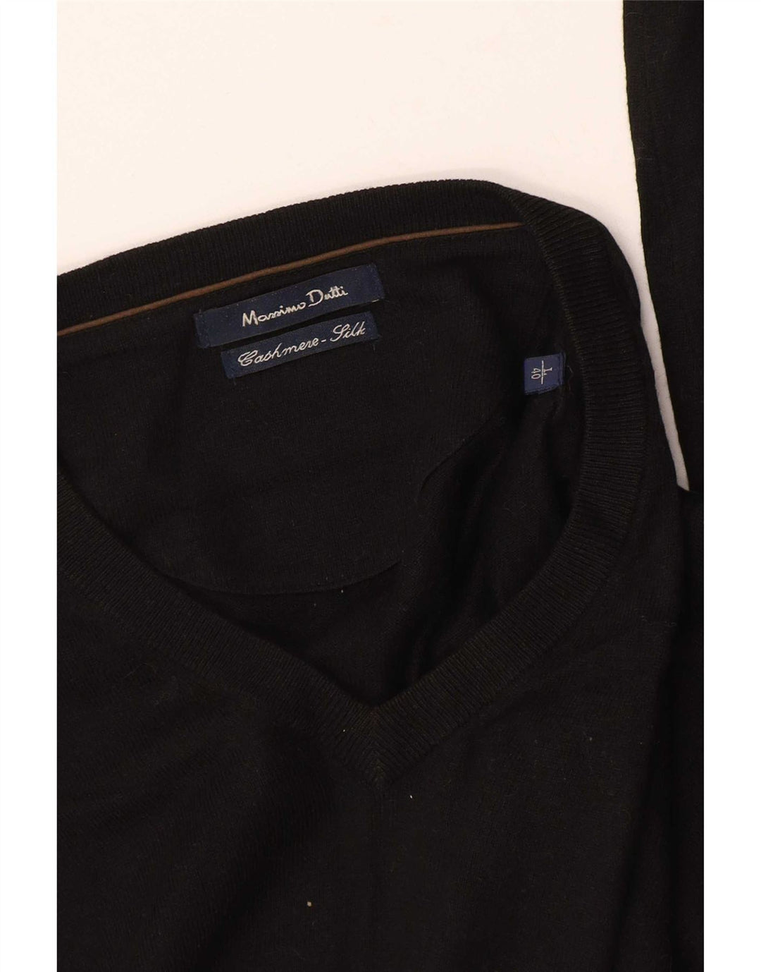 Męski sweter z dekoltem w kształcie litery V, duży, czarny, kaszmirowy Massimo Dutti