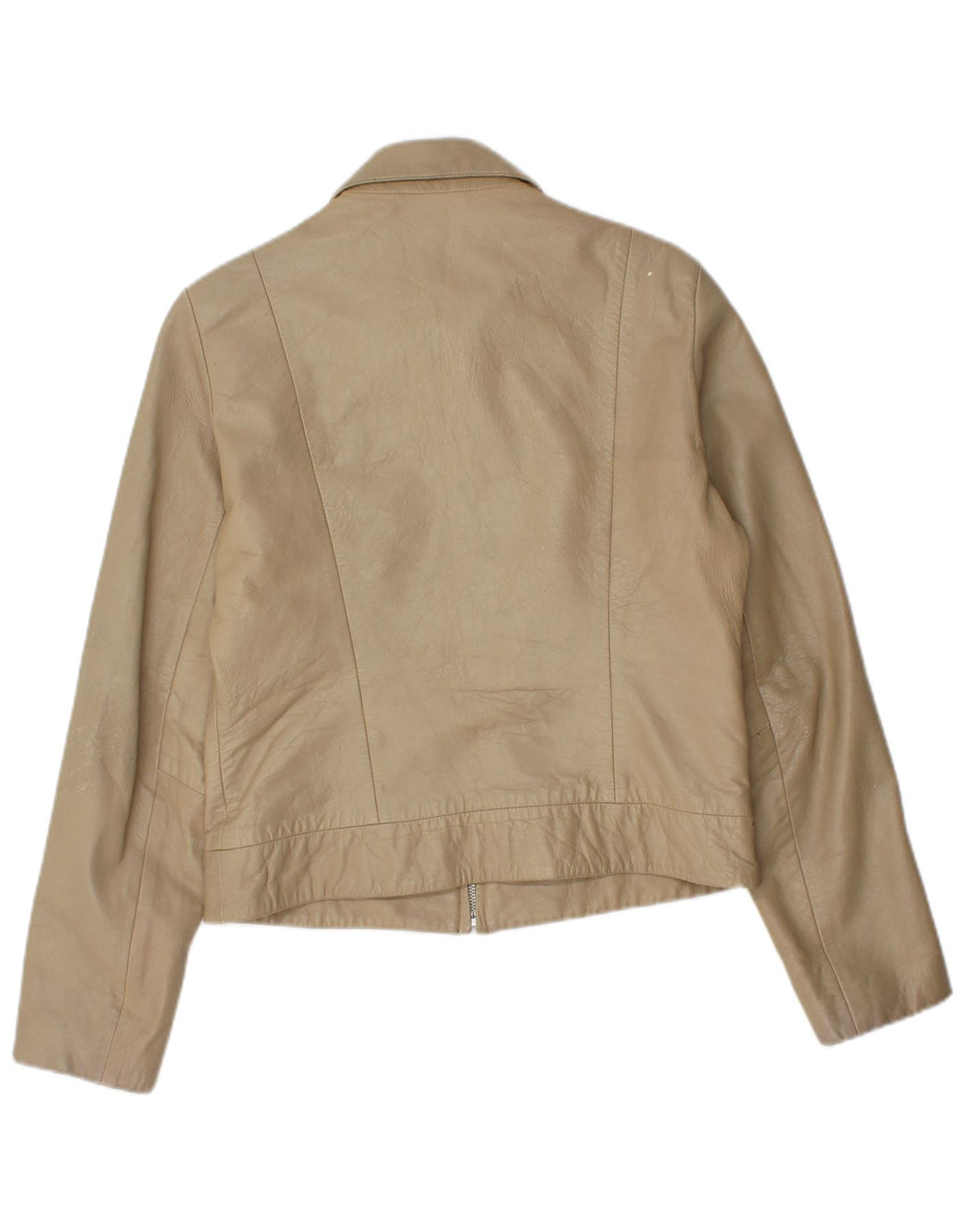 Kurtka damska Zara Crop Leather UK 14, duża, beżowa skóra