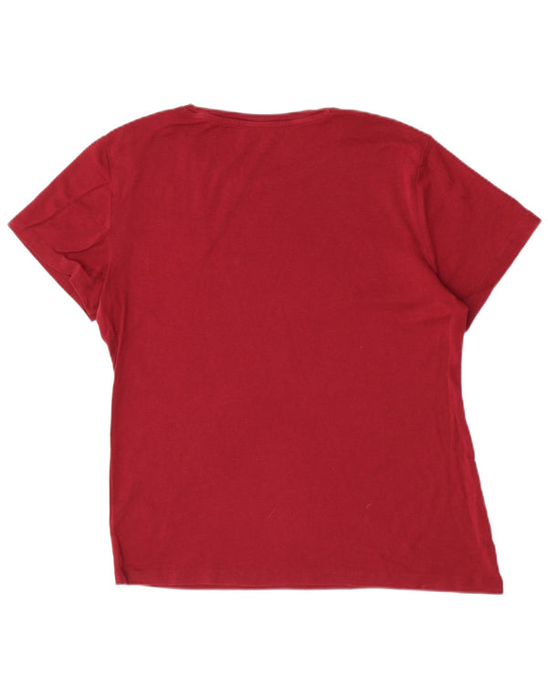 T-shirt damski Tommy Hilfiger Top UK 20 2XL Burgundowa bawełna