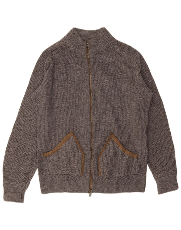MASSIMO DUTTI Męski sweter rozpinany, duży, szary, wełniany