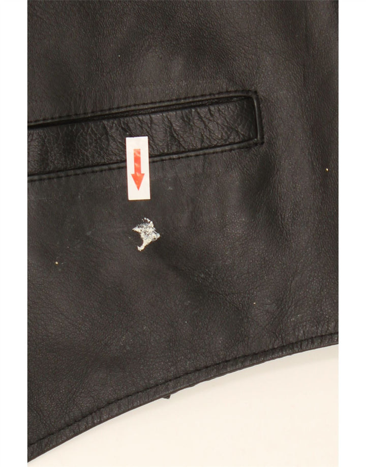 Vintage męska kamizelka skórzana, średnia czarna