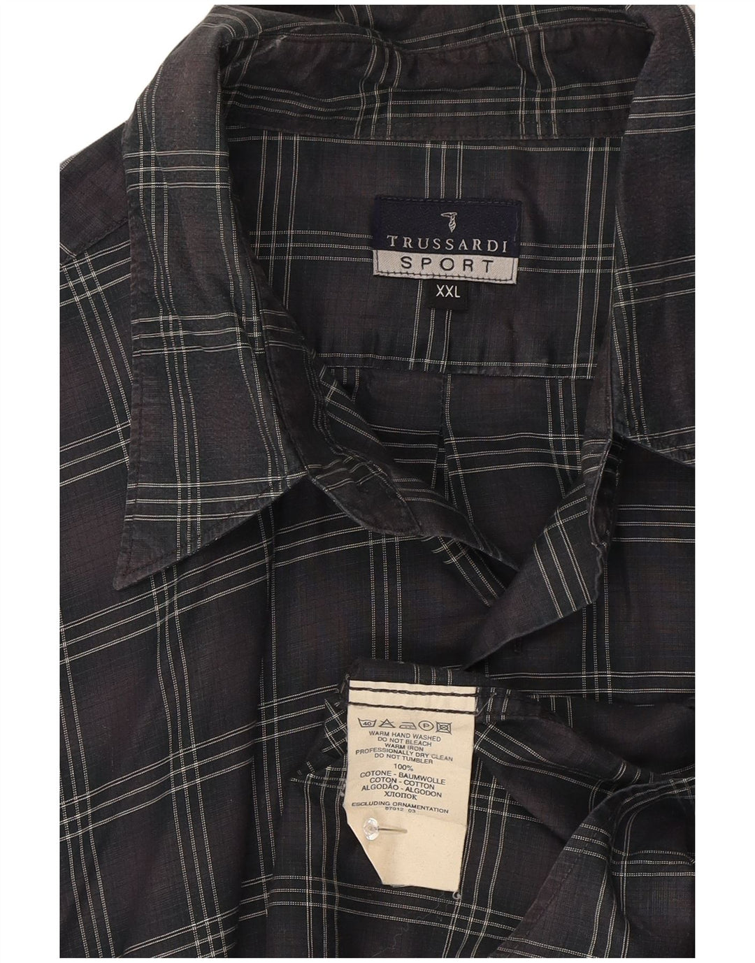 Koszula męska Trussardi 2XL, bawełniana szara krata