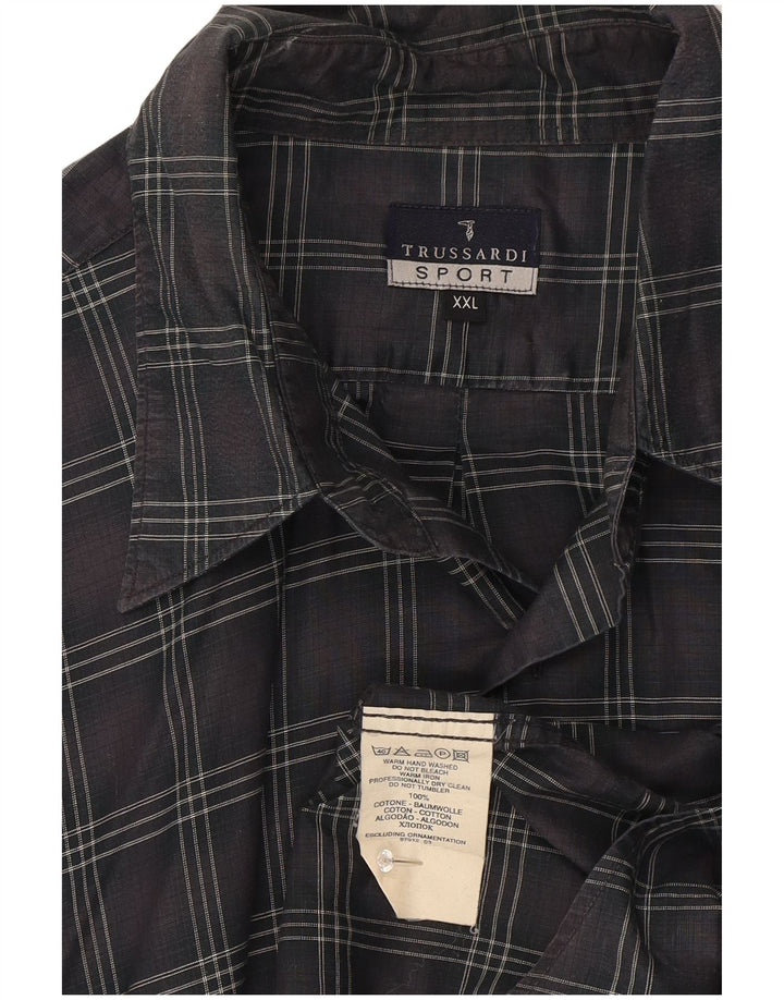 Koszula męska Trussardi 2XL, bawełniana szara krata