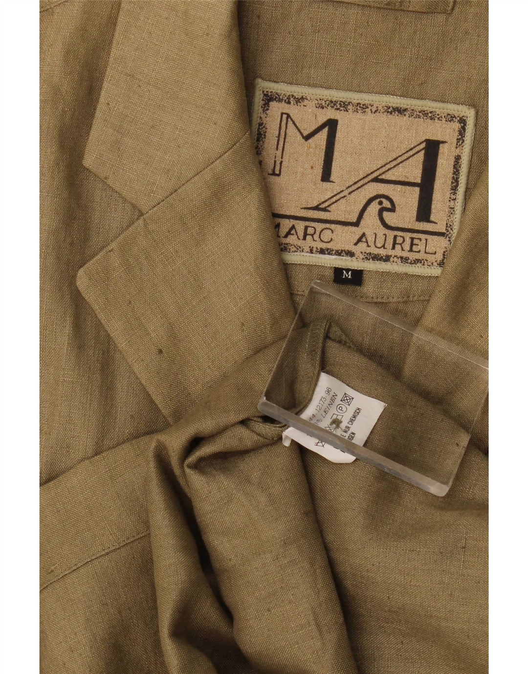 Marc Aurel Damska marynarka oversize zapinana na 4 guziki, UK 14, średnia, lniana khaki