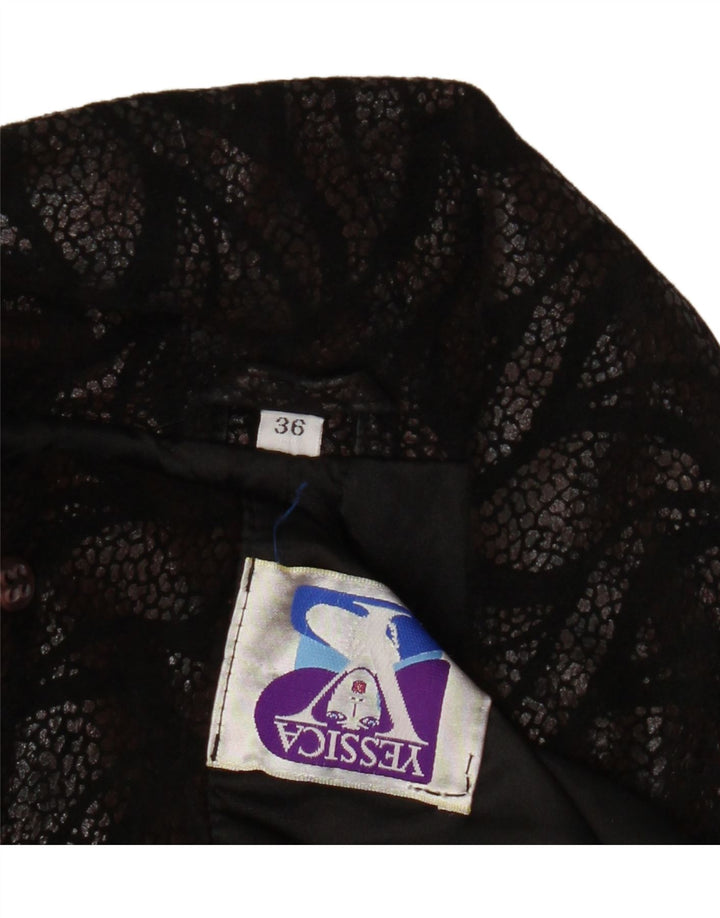 Damski płaszcz skórzany oversize Yessica EU 36, mała, czarna, geometryczna skóra