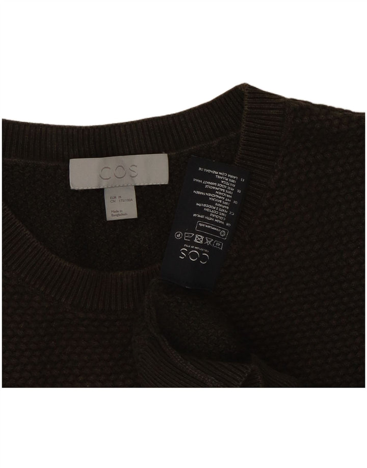 Cos Męski sweter z okrągłym dekoltem, średnia bawełna khaki