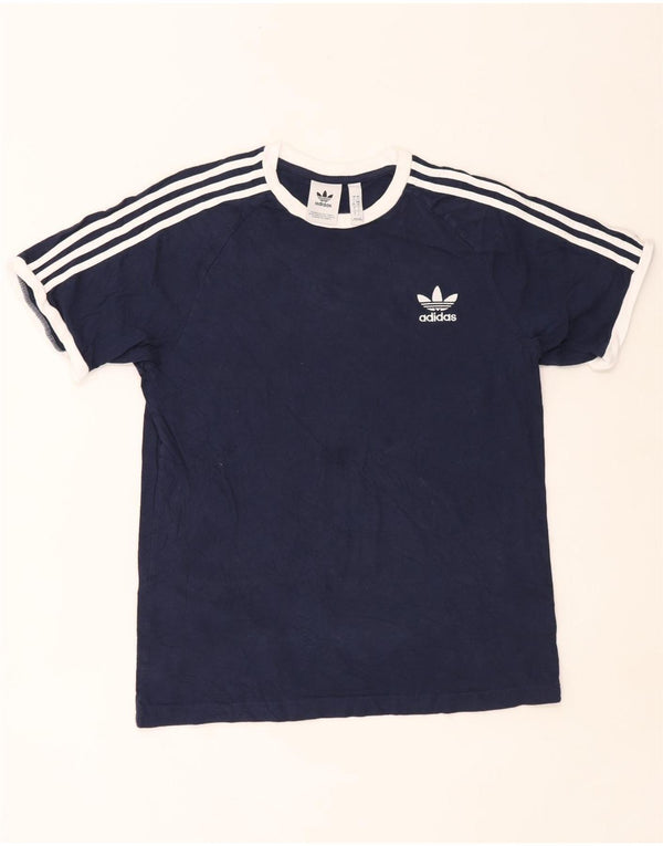Adidas Mens T-Shirt Top Large Navy Blue Cotton