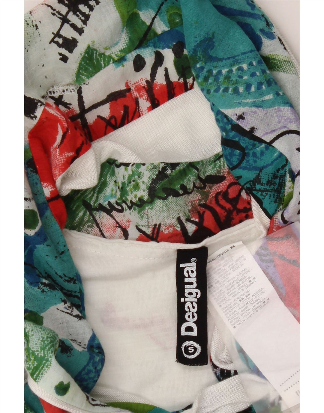 Damska bluzka z okrągłym dekoltem Desigual Top UK 10 Small, biała wiskoza