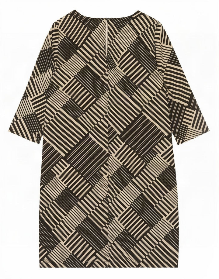 Marks & Spencer Damska sukienka typu shift z rękawem 3/4 UK 12, średnia czarna geometryczna