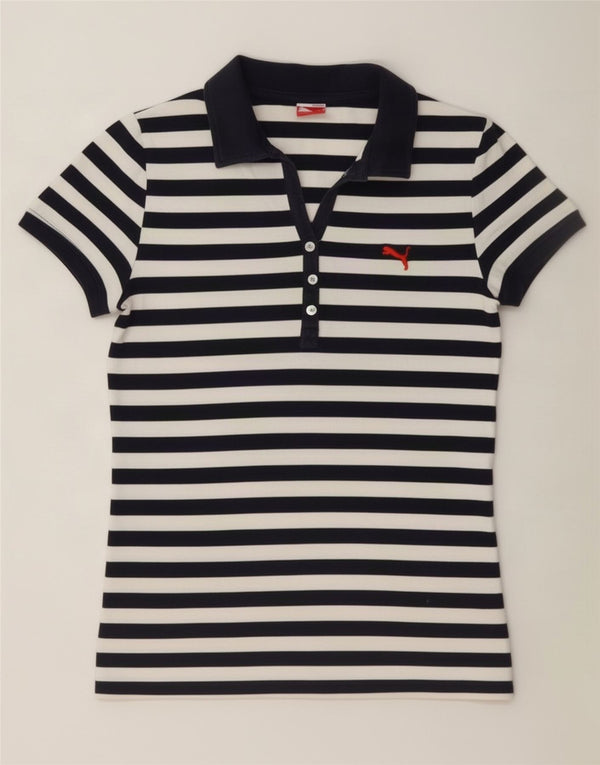 Damska koszulka polo Puma UK 10, mała, bawełniana w białe paski