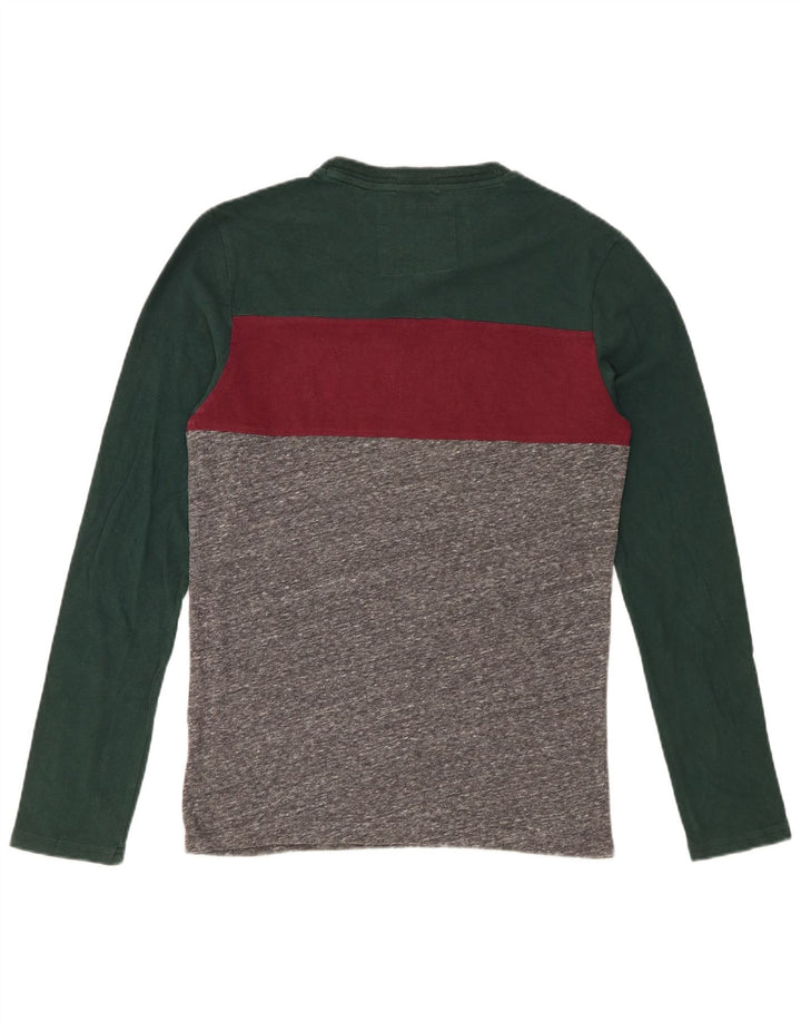 SUPERDRY Męski top graficzny z długim rękawem, mały, wielokolorowy, z blokami kolorów