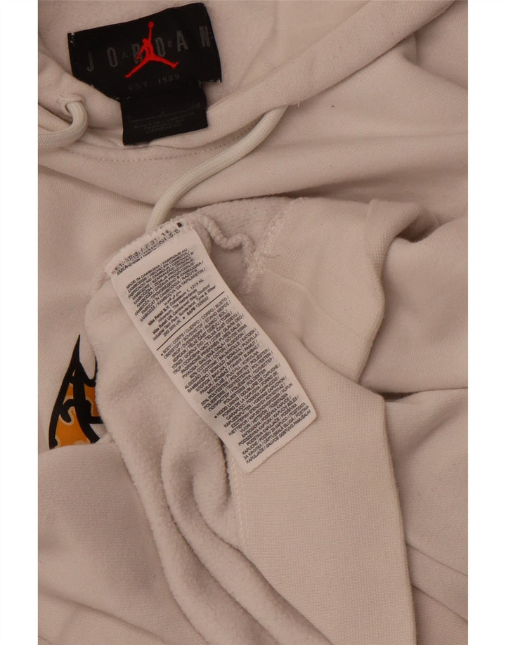 Męski sweter z kapturem JORDAN o luźnym kroju, z grafiką, mały, złamanej bieli, bawełniany